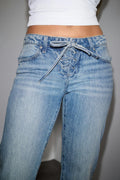 Lacing jeans - Blanc cassé