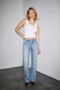 Lacing jeans - Blanc cassé