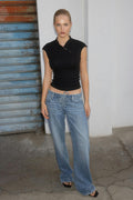 Lacing jeans - Blanc cassé