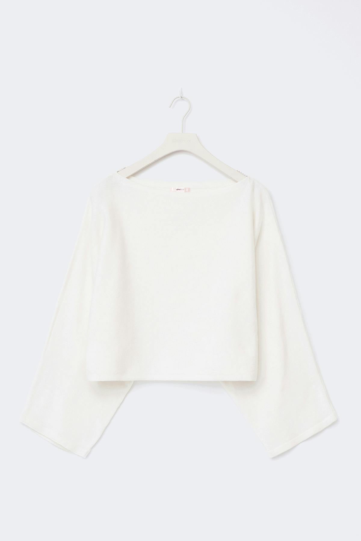 Y knitted poncho top - Gardenia