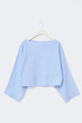 Y knitted poncho top - Bleu clair