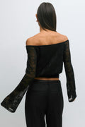 Lace off shoulder top - Noir