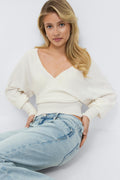 14+ fitted wrap sweater - Blanc cassé