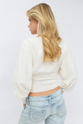 14+ fitted wrap sweater - Blanc cassé