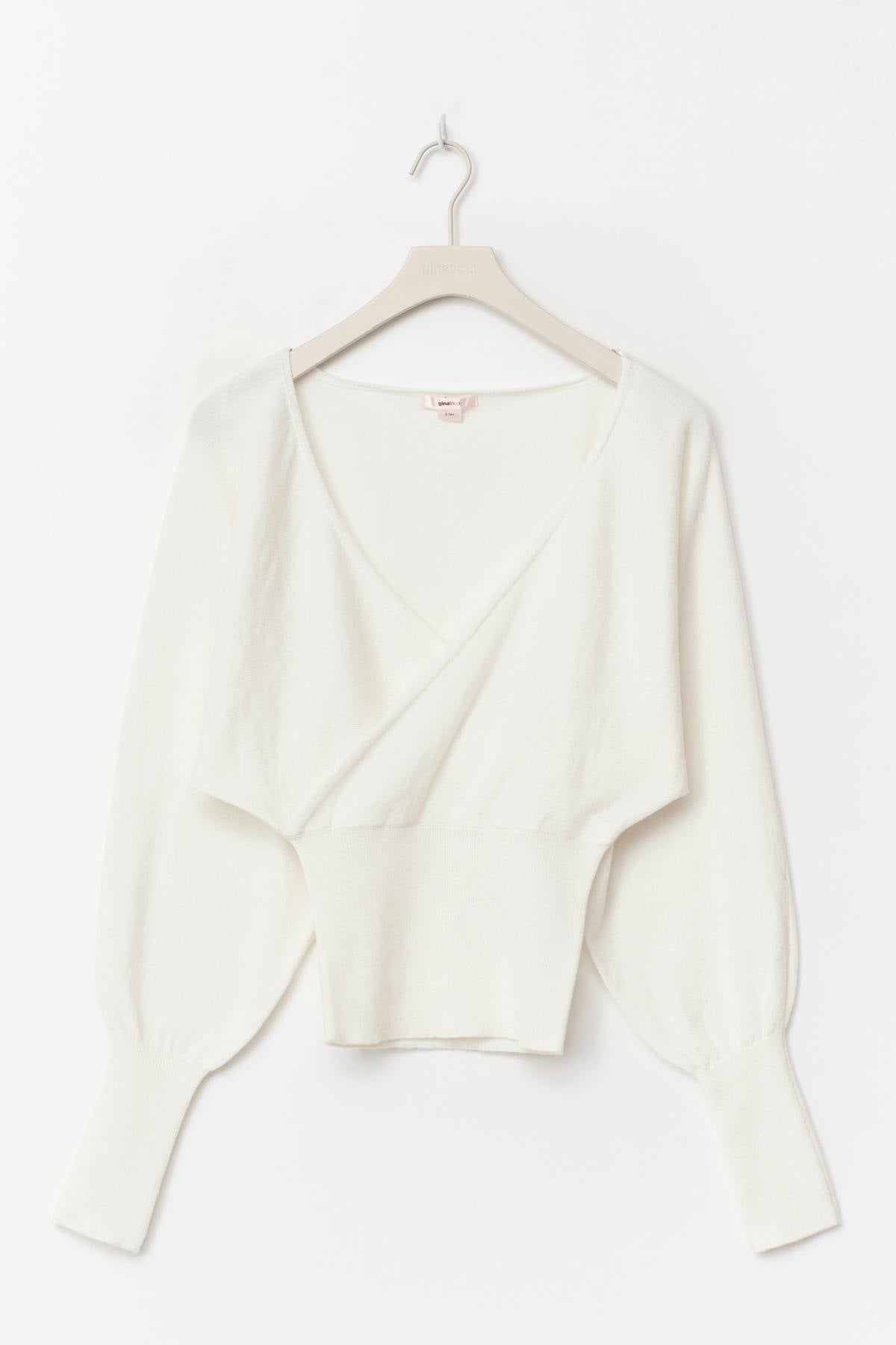 14+ fitted wrap sweater - Blanc cassé
