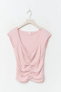 14+ knitted ruched top - Rose clair