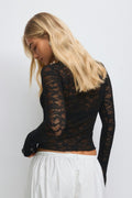 Lace asymmetric top - Noir