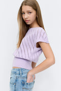 Y boatneck knitted top - Orchid petal