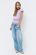Y boatneck knitted top - Orchid petal