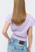 Y boatneck knitted top - Orchid petal
