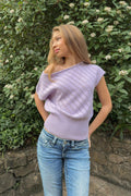 Y boatneck knitted top - Orchid petal