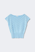 Y boatneck knitted top - Bleu