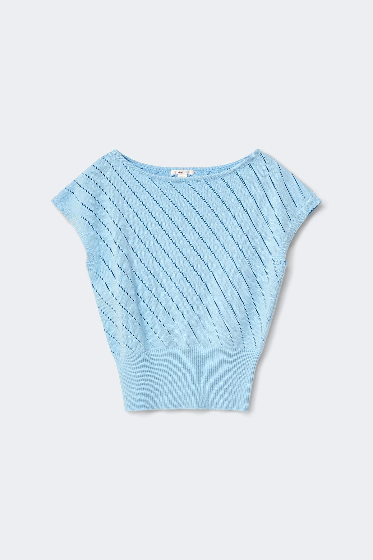 Y boatneck knitted top - Bleu