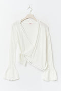 14+ knitted frill cardigan - Blanc