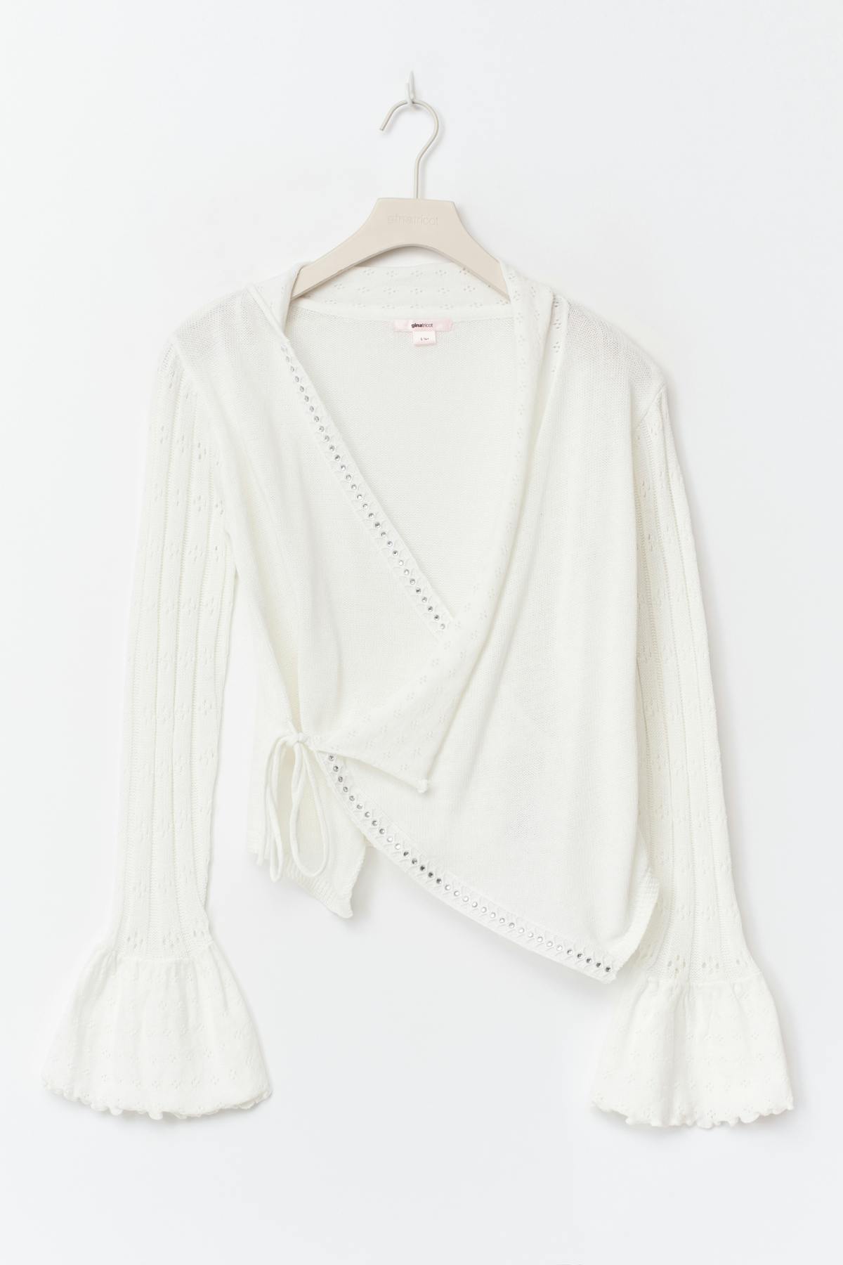 14+ knitted frill cardigan - Blanc