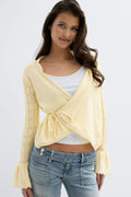 14+ knitted frill cardigan - Jaune clair