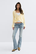 14+ knitted frill cardigan - Jaune clair