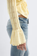 14+ knitted frill cardigan - Jaune clair