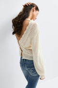 14+ knitted open back sweater - Blanc cassé
