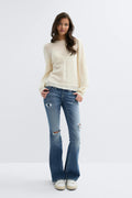 14+ knitted open back sweater - Blanc cassé