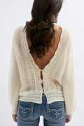 14+ knitted open back sweater - Blanc cassé