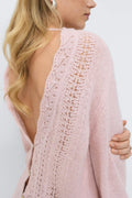 14+ knitted open back sweater - Rose
