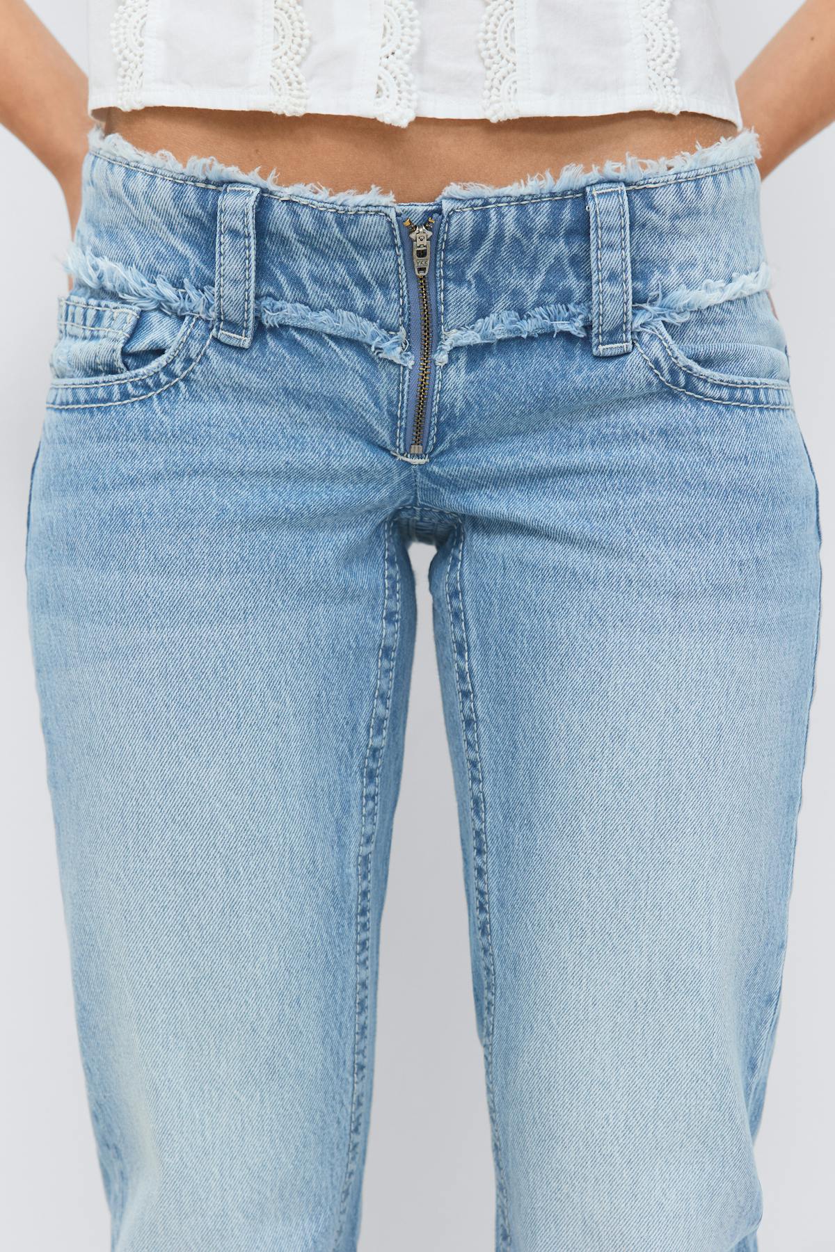14+ cut off loose jeans - Bleu clair