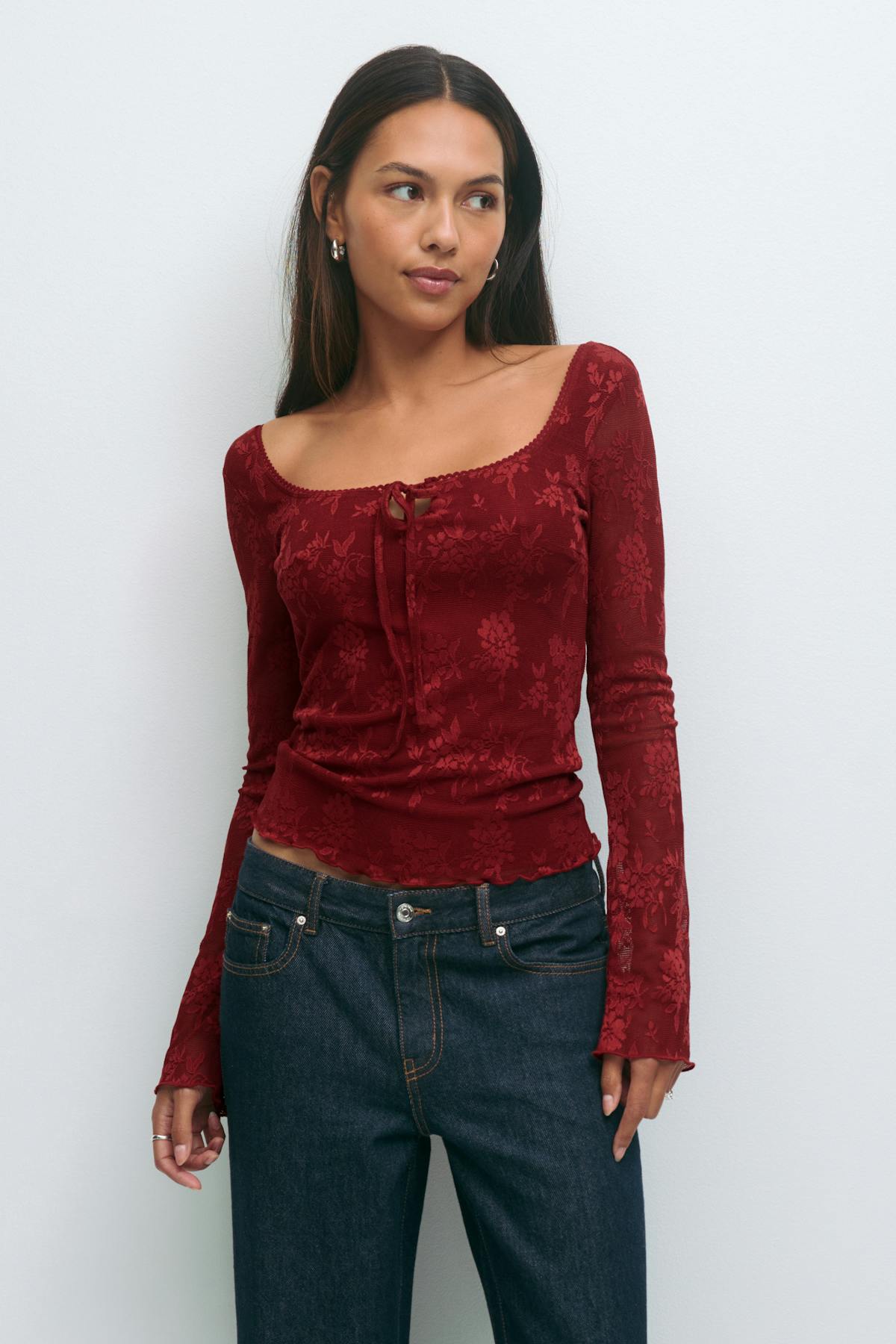 Scoop neck top - Blanc cassé