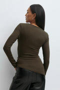 Asymmetric tie top - Black olive