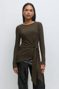 Asymmetric tie top - Black olive