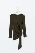 Asymmetric tie top - Black olive