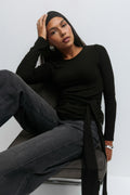 Asymmetric tie top - Black olive