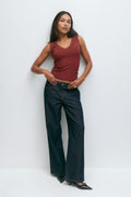 V-neck lace tank - Noir