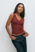 V-neck lace tank - Spiced apple