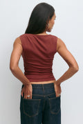 V-neck lace tank - Spiced apple
