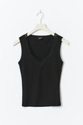 V-neck lace tank - Noir