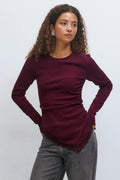 Asymmetric lace detail top - Noir