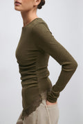 Asymmetric lace detail top - Sea turtle
