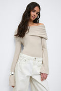 One shoulder top - Brown melange