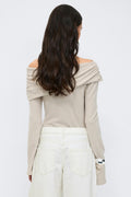 One shoulder top - Brown melange