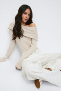 One shoulder top - Brown melange