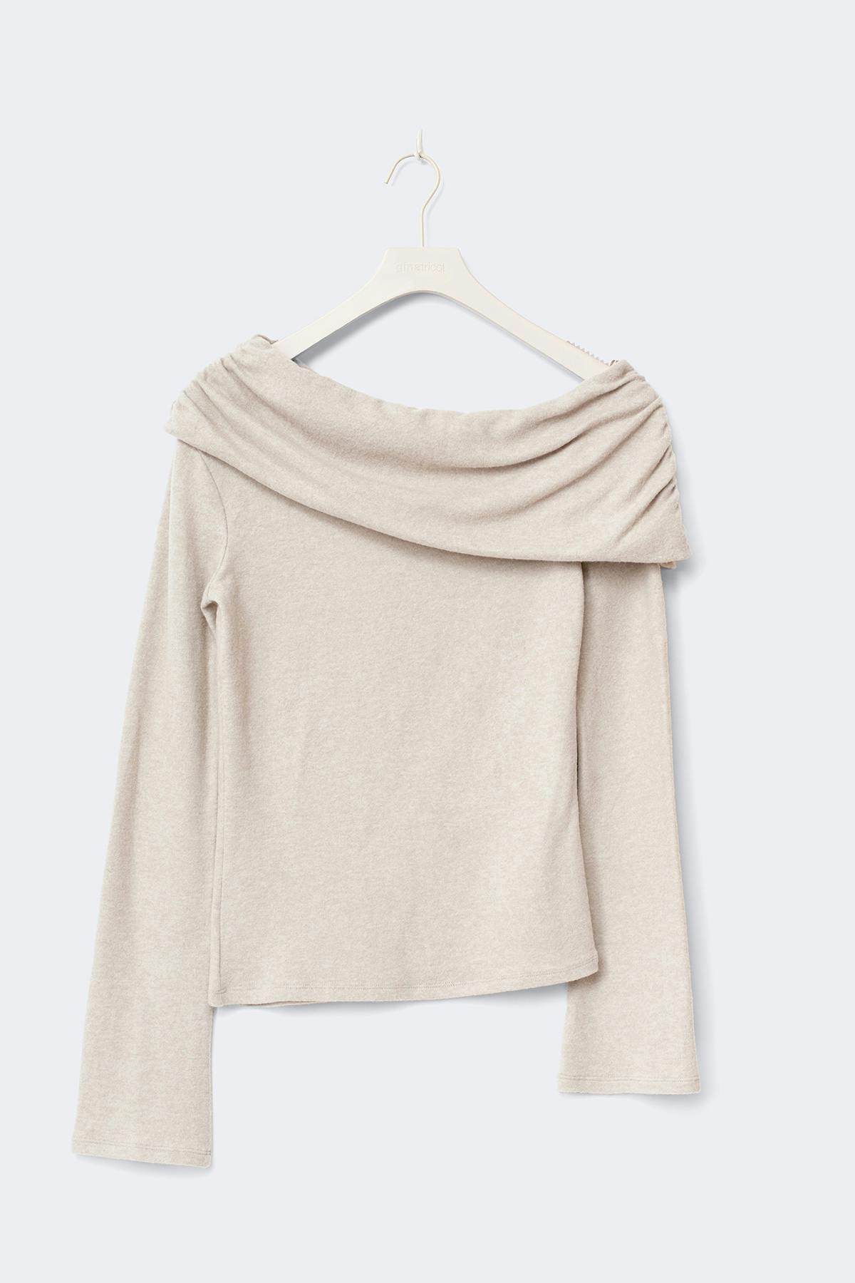 One shoulder top - Brown melange