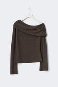 One shoulder top - Brown melange