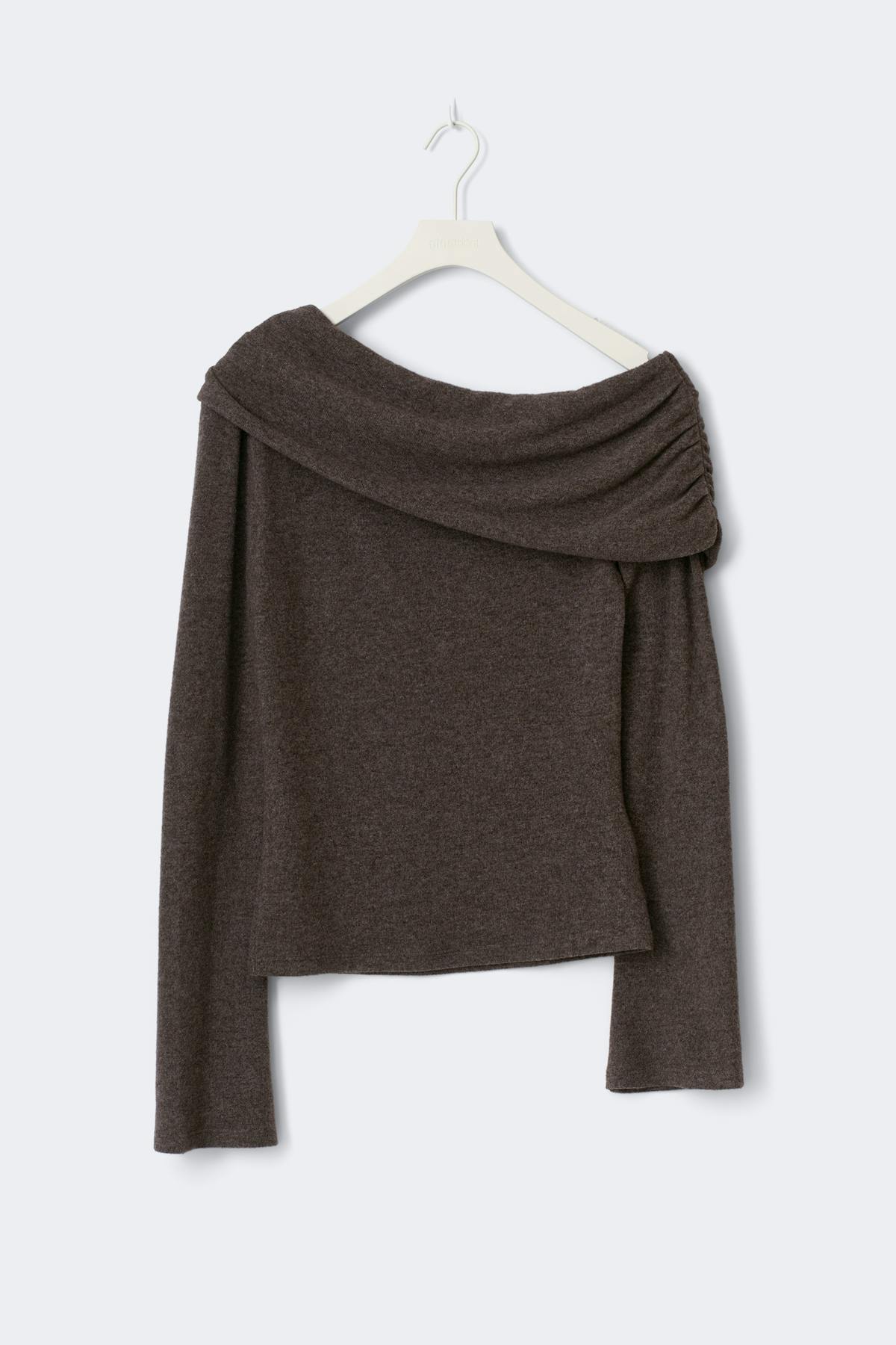 One shoulder top - Brown melange