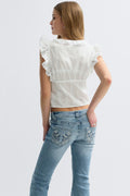 Y fitted short sleeve top - Blanc