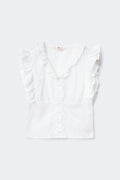 Y fitted short sleeve top - Blanc