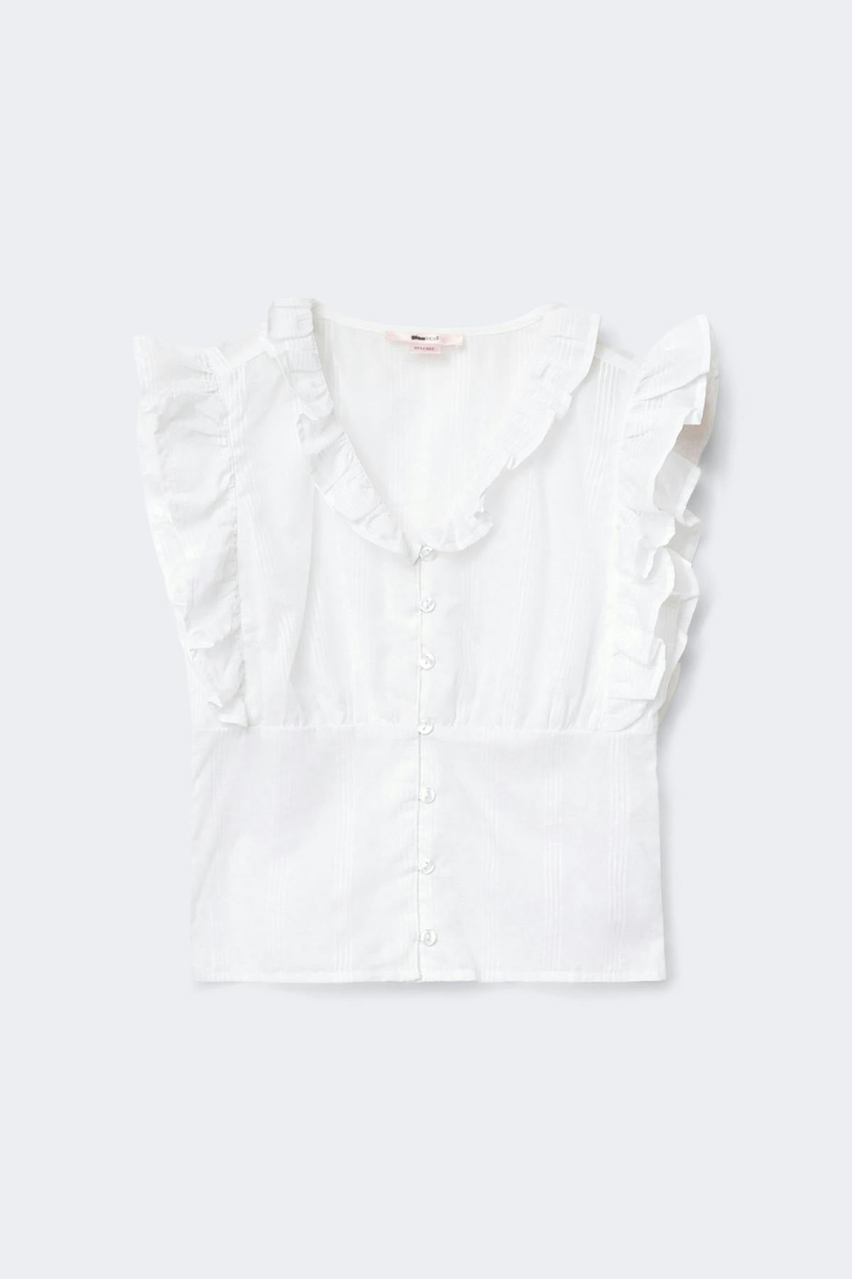 Y fitted short sleeve top - Blanc