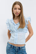 Y fitted short sleeve top - Bleu clair