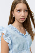 Y fitted short sleeve top - Bleu clair