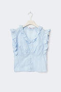 Y fitted short sleeve top - Bleu clair